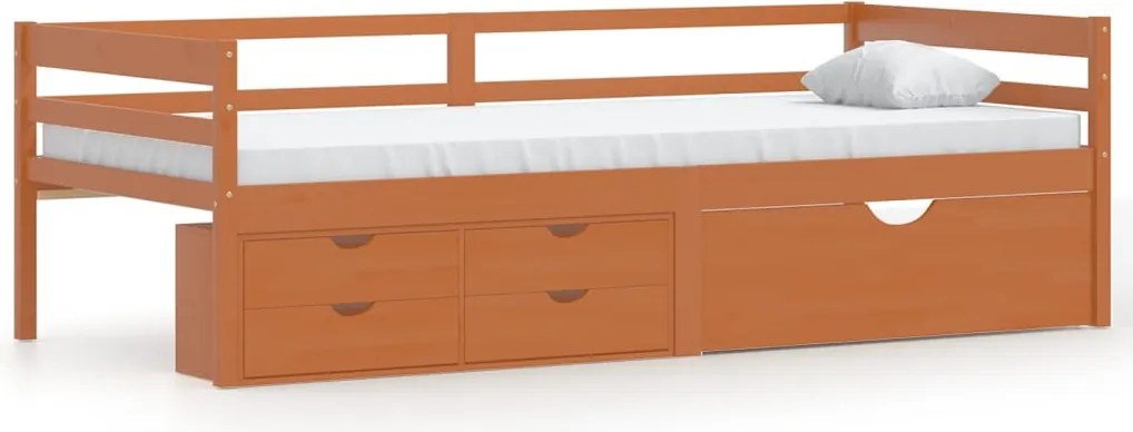 vidaXL mézbarna fenyőfa ágykeret fiókokkal és szekrénnyel 90 x 200 cm