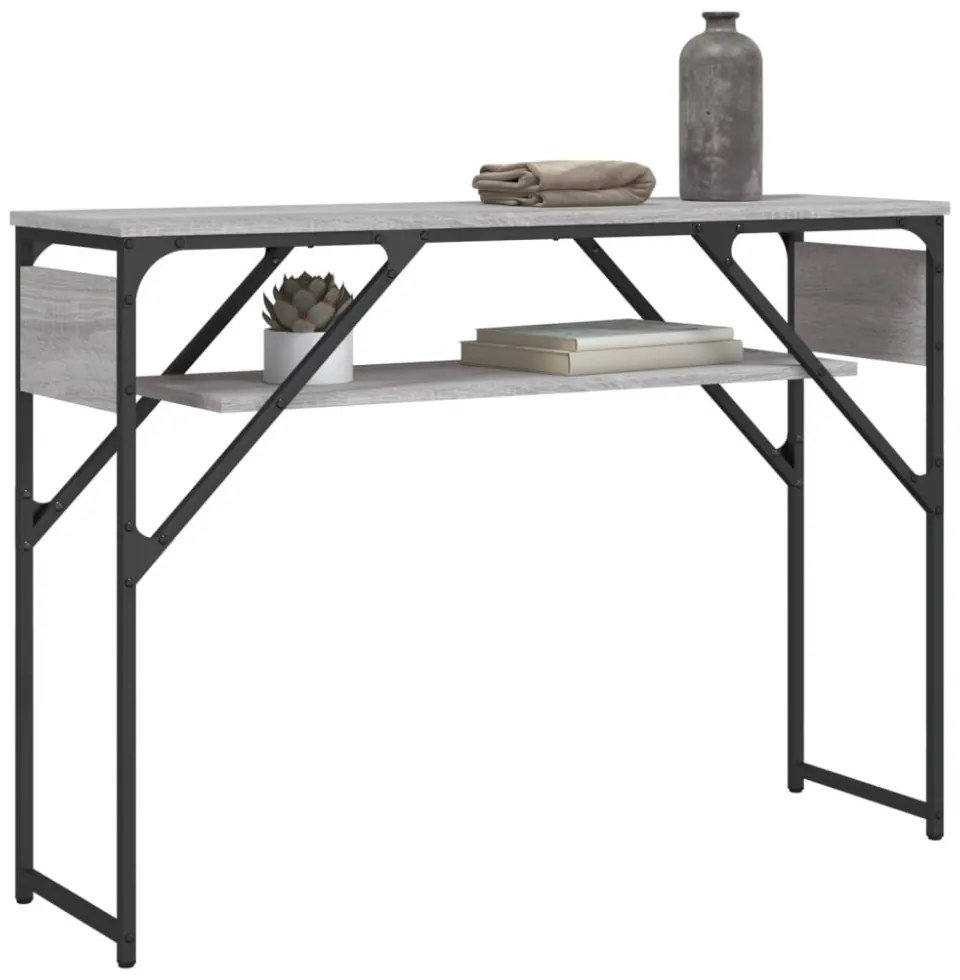 szürke sonoma színű szerelt fa tálalóasztal polccal 105x30x75cm