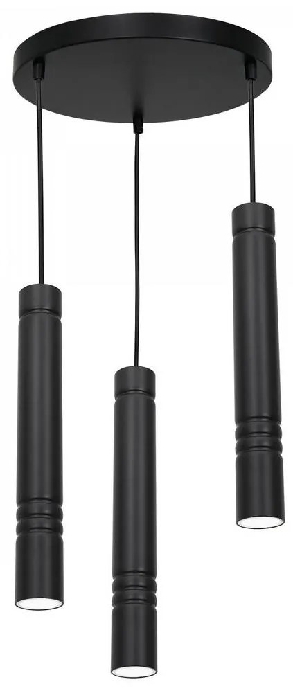 Csillár zsinóron IMPLODE 3xGU10/8W/230V kerek fekete