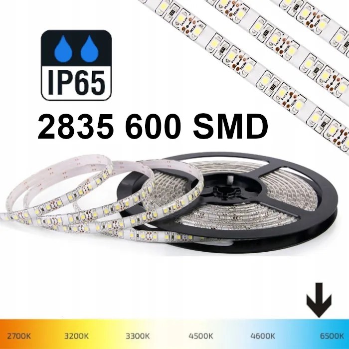 Led Szalag Vízálló IP65 Hideg Fehér 12V 600 Led