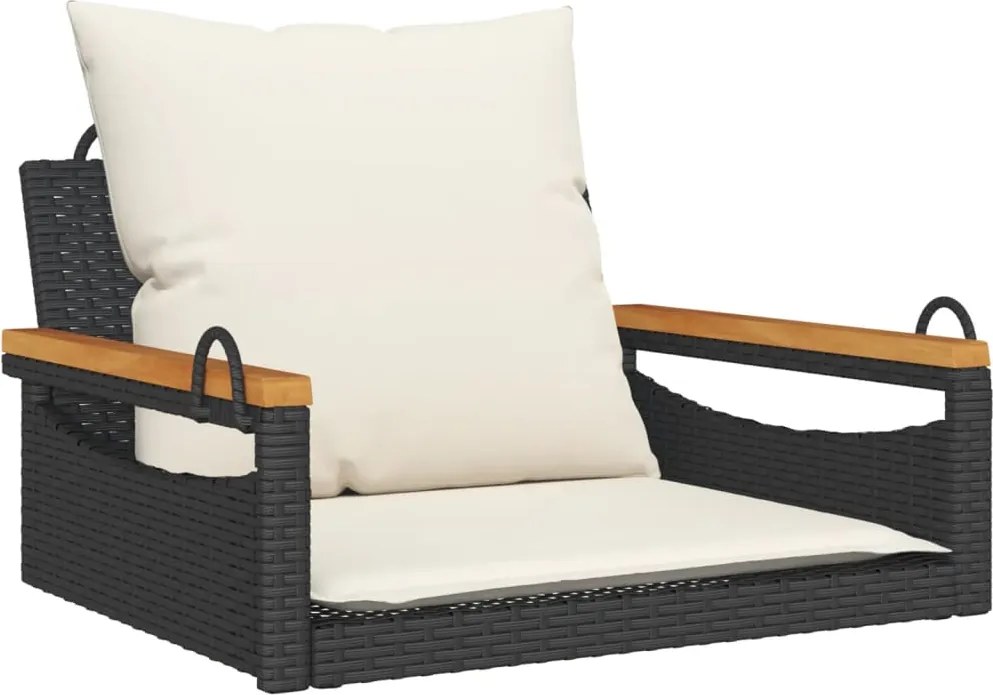 vidaXL fekete polyrattan hintapad párnákkal 63 x 62 x 40 cm