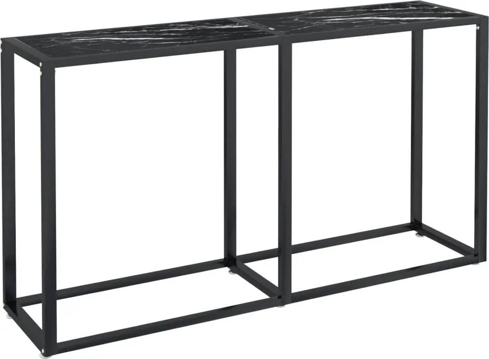 vidaXL fekete márványszínű edzett üveg tálalóasztal 140 x 35 x 75,5 cm