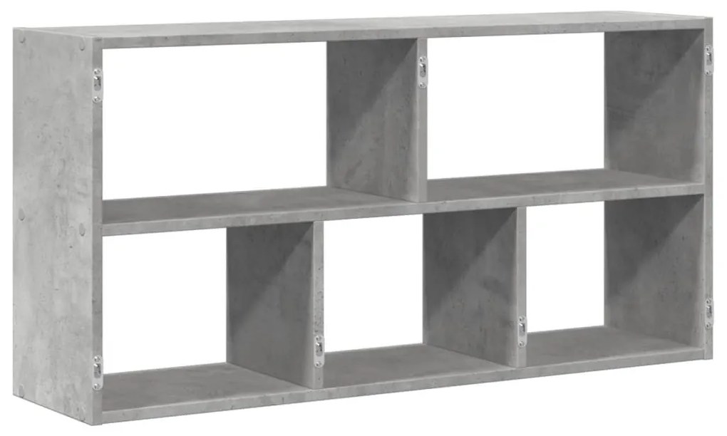 betonszürke szerelt fa fali polc 100 x 25 x 50 cm