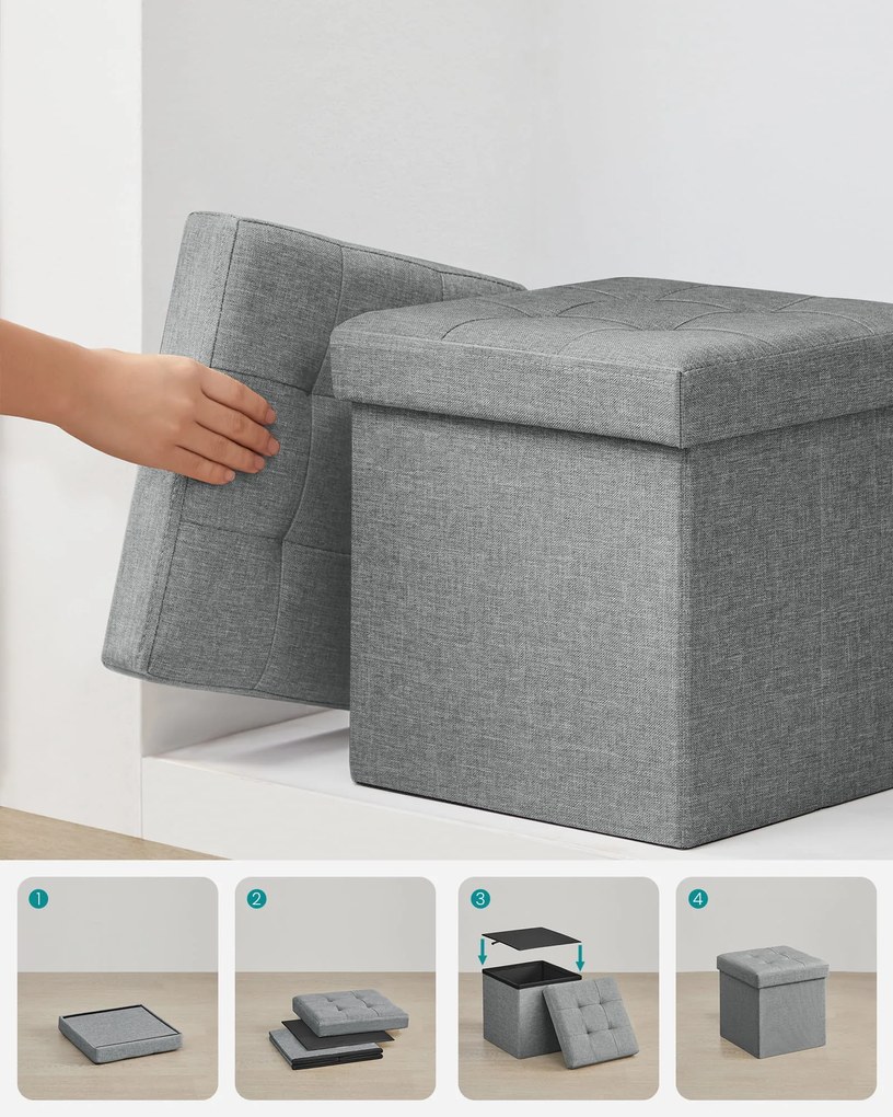 Tárolóhelyes taburet OTTOMAN 30x30 cm, szürke