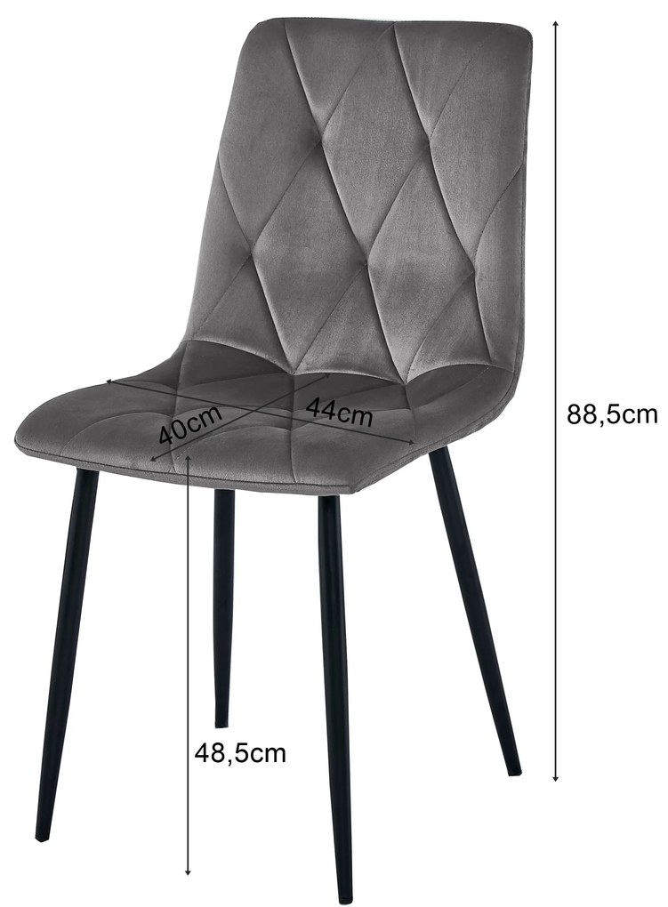 Rózsaszín bársony étkezőszék LIBRA fekete lábakkal