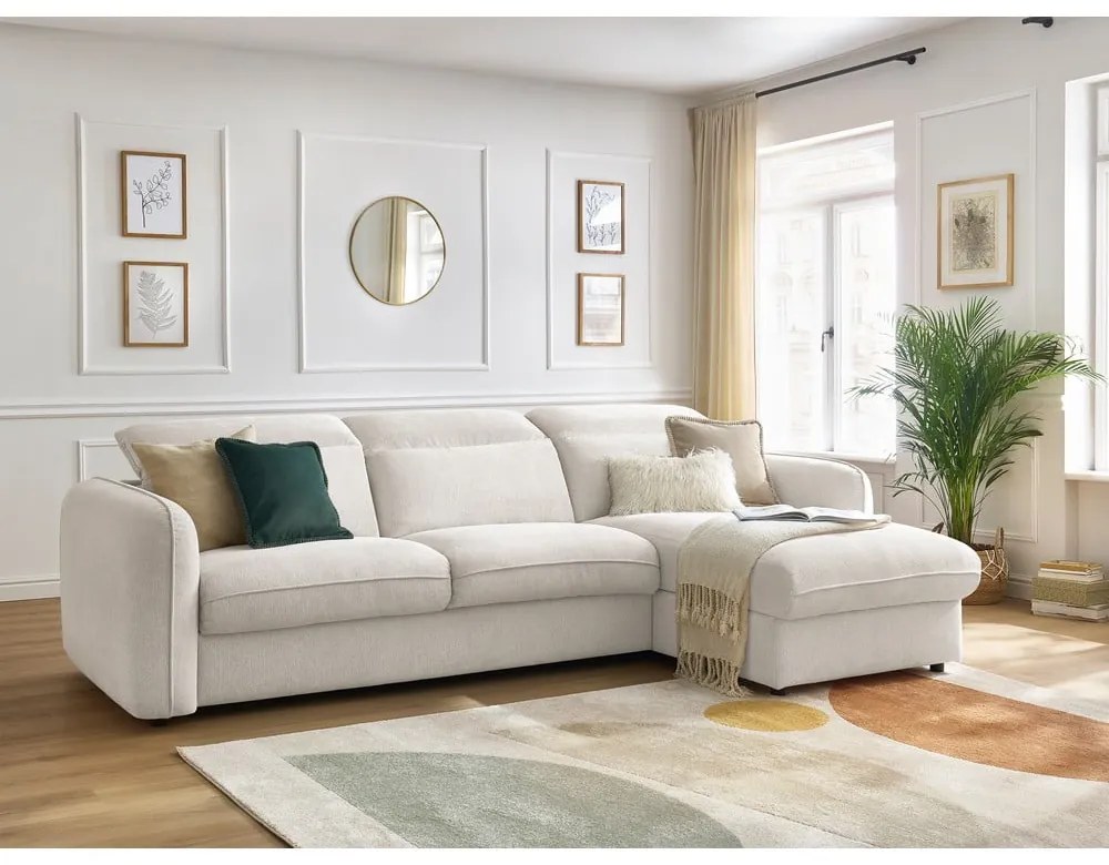 Fehér kinyitható sarokkanapé (variálható) Achille – Bobochic Paris