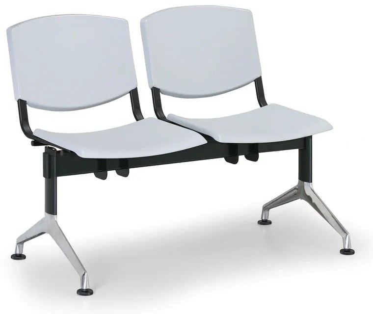 Design műanyag pad, 2 üléses, szürke