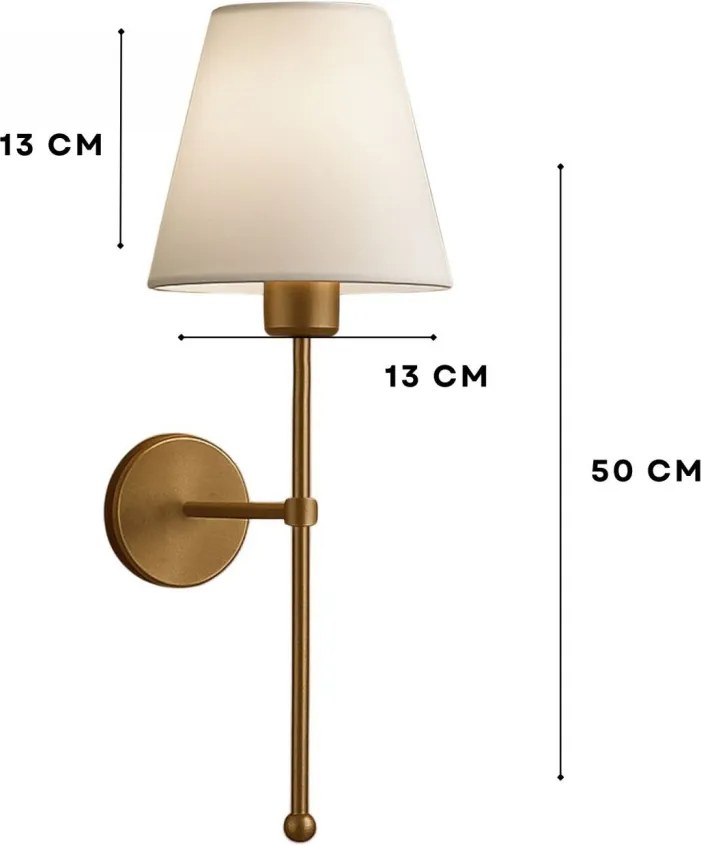 Fali lámpa szövet búrával, réz-bézs