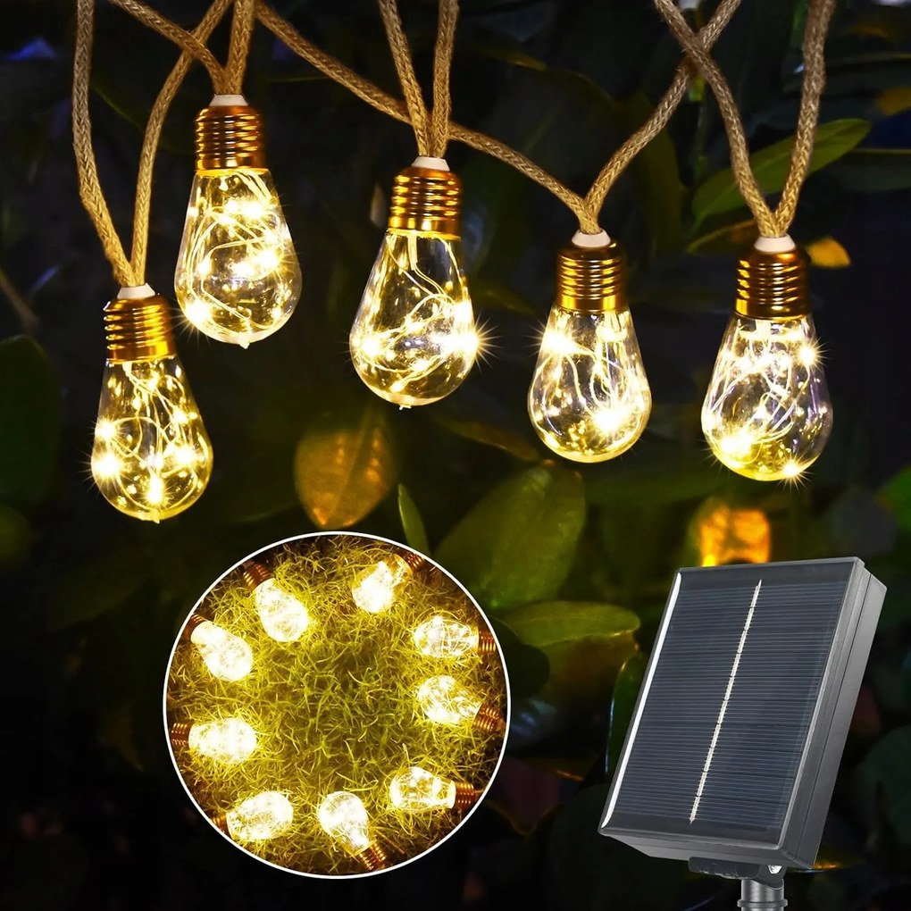 DeepDream Dekoratív fénylánc, napelemes, 18 lámpa, 9.8 méter