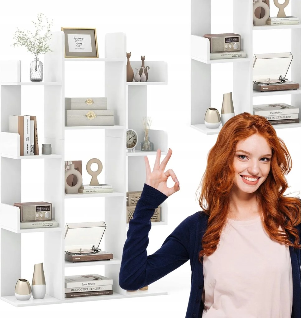 Könyvespolc Fehér Fa 13 Polcos Irodai Polc Könyvesszekrény