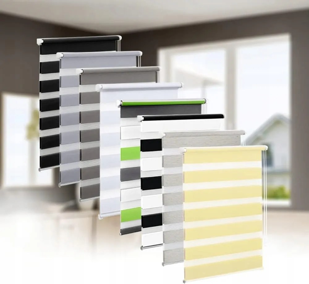 Dupla roló fúrás nélkül, sárga, éjjel-nappal, Eurohome, 45x130 cm