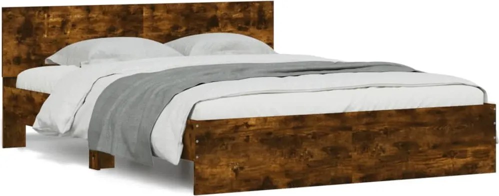 vidaXL füstös tölgy színű ágykeret fejtámlával 150 x 200 cm