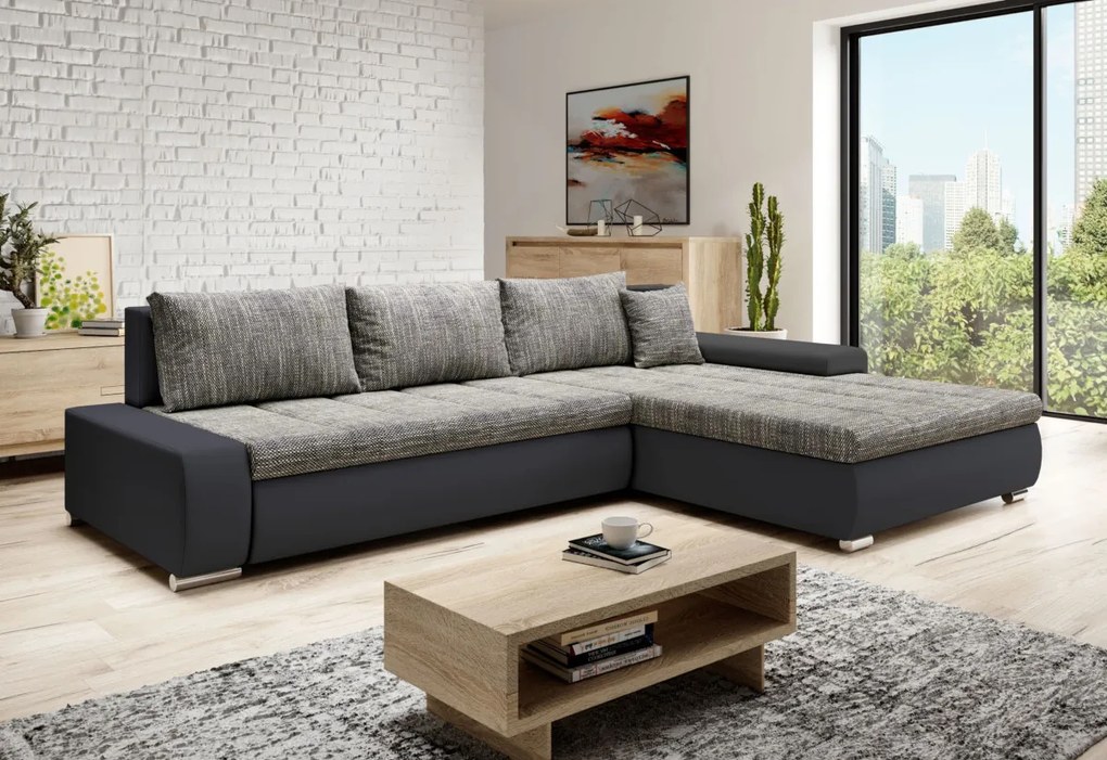 TOSCANIA sarok ülőgarnitúra, 297x80x214, berlin 01/fehér öko-bőr, balos