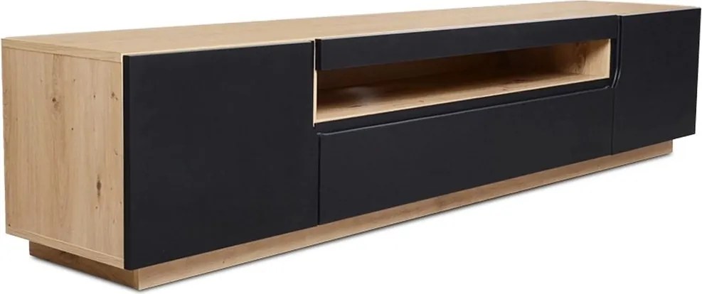 Loftia TV-szekrény 200 cm kétajtós nyitott résszel - artisan / fekete matt