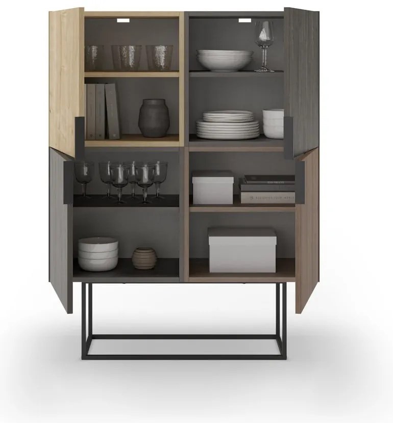 Barna-natúr színű szekrény tölgyfa dekorral 100x130 cm Titan – Marckeric