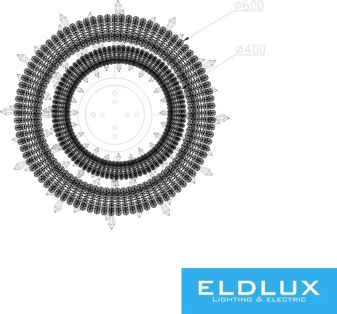 ELDLUX ELDAMARILL kristályüveg függeszték D600 132W CCT