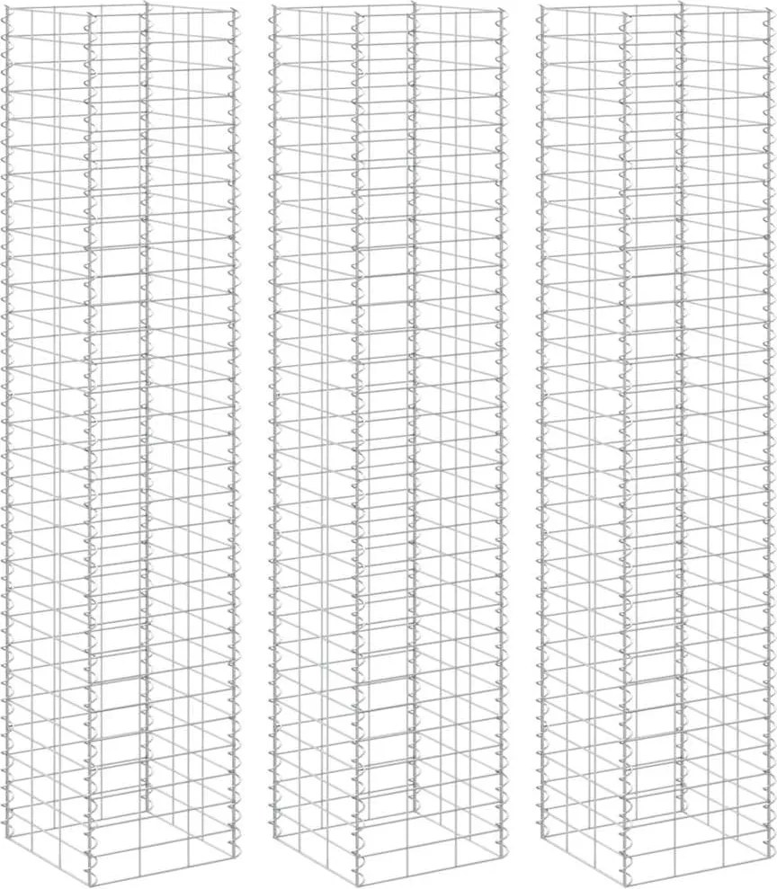 vidaXL 3 db vas gabion magaságyás 30 x 30 x 200 cm