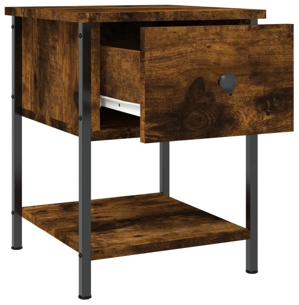 Füstös tölgy színű szerelt fa éjjeliszekrény 34 x 35,5 x 45 cm