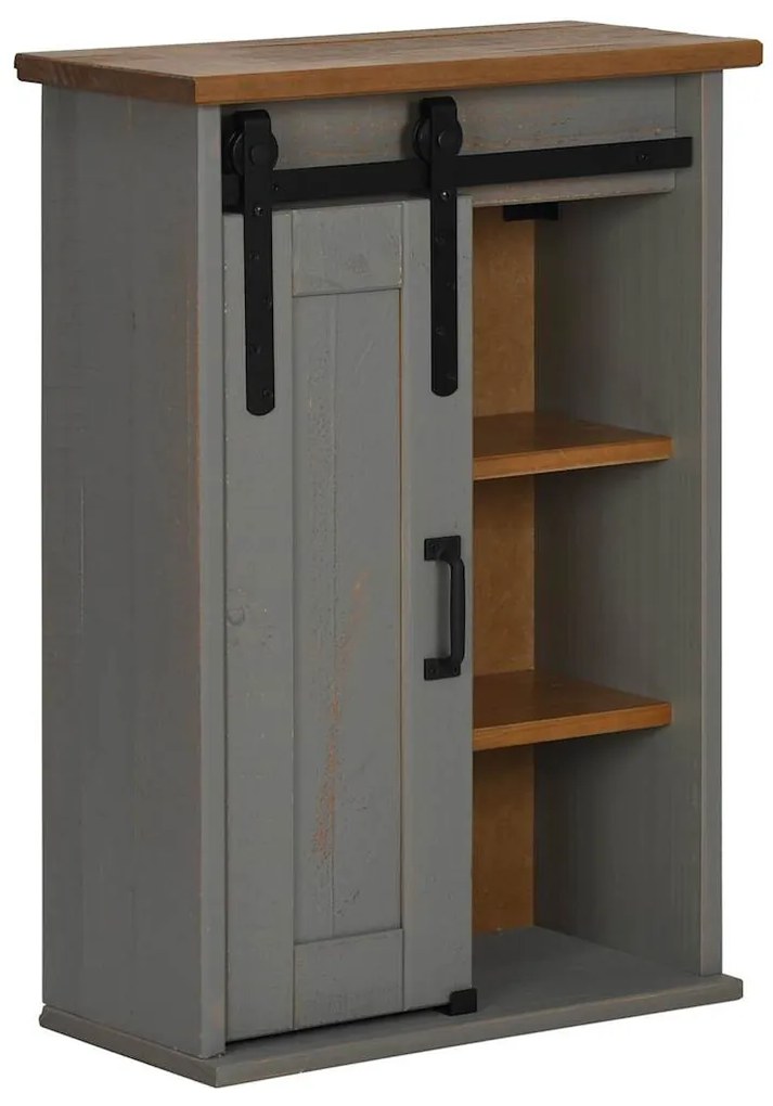 HALDEN szürke fenyőfa akasztószekrény tolóajtóval 49x22,5x70 cm