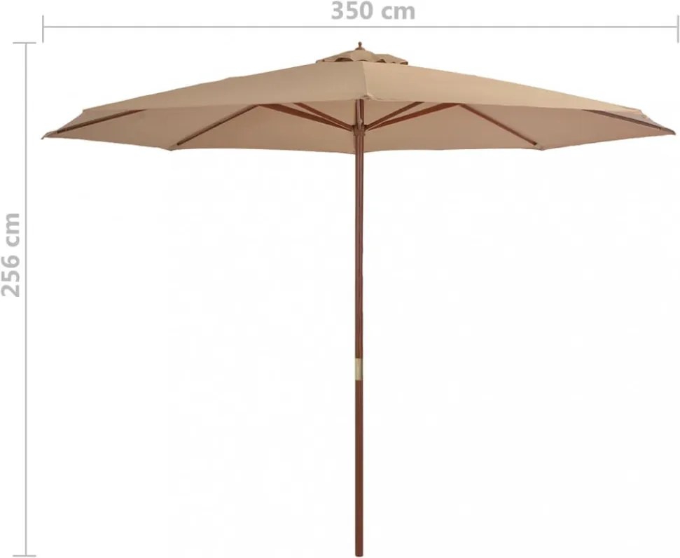 tópszínű kültéri napernyő farúddal 350 cm