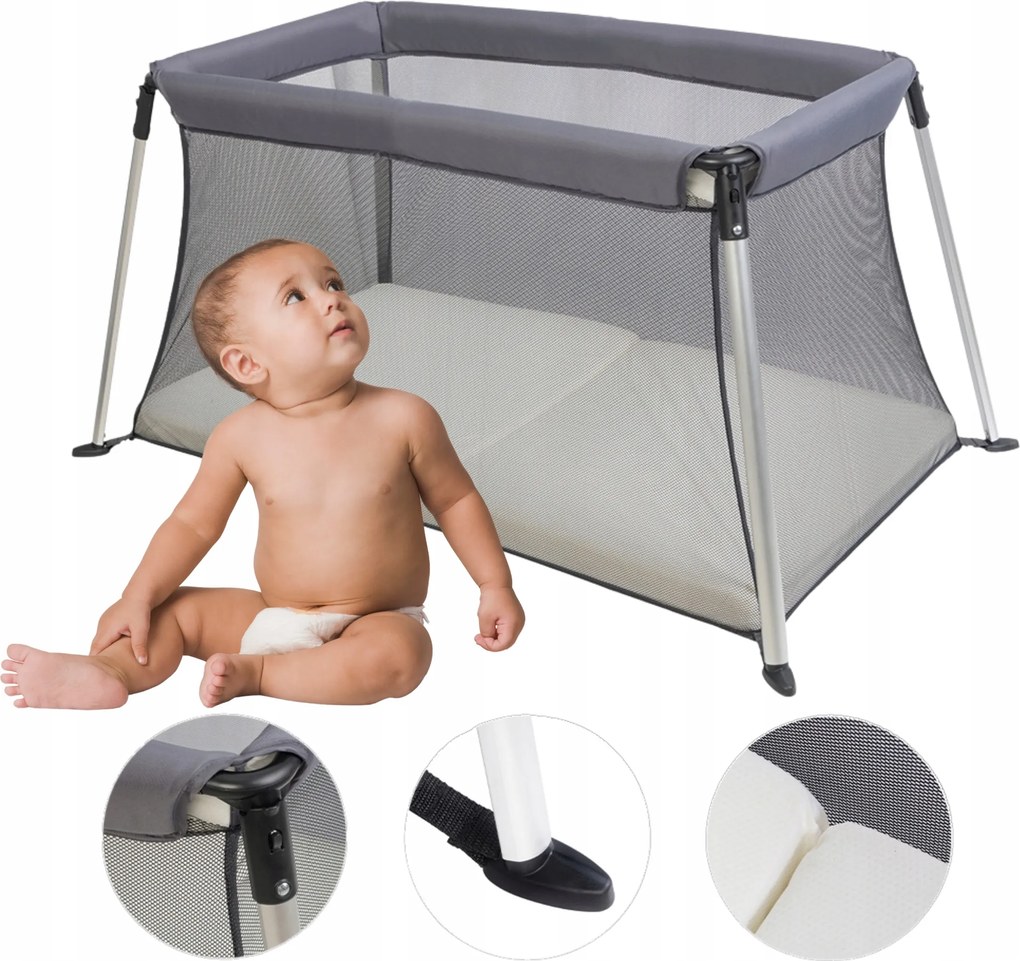 Könnyű utazóágy Összecsukható matraccal, járóka utazáshoz