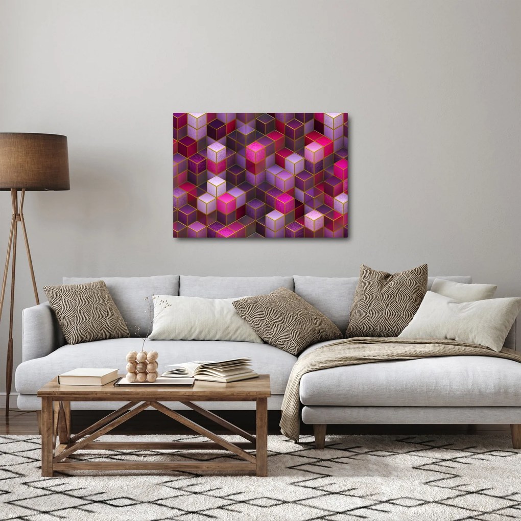 Lila kockák képe (70x50 cm)