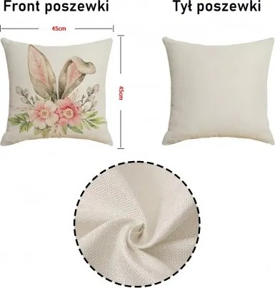 Lenvászon párnahuzat VELOBLOOM 45x45 cm, krémszínű