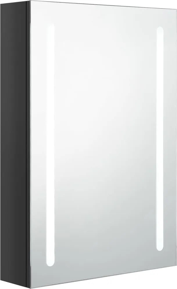 vidaXL fényes fekete LED-es tükrös fürdőszobaszekrény 50 x 13 x 70 cm
