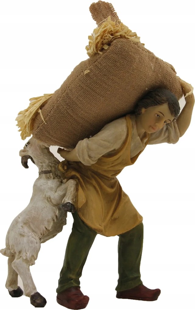 "Munkafigura szénával és kecskével"- 10,2cm magas, 11cm magas figurákhoz