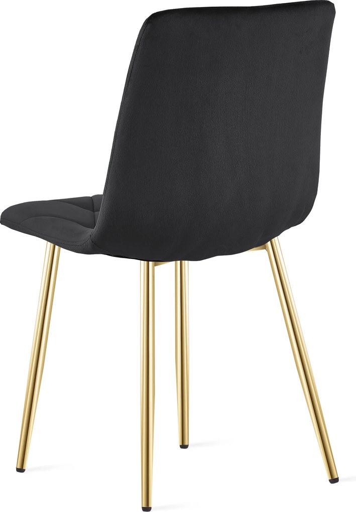 Fekete bársony étkezőszék LIBRA arany lábakkal