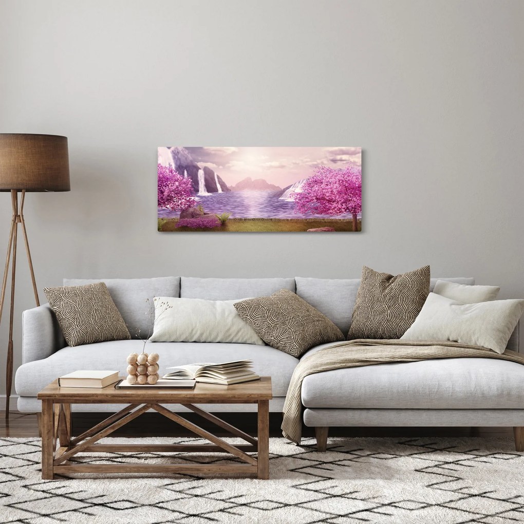 Rózsaszín fák képe fóval (120x50 cm)