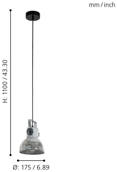 Eglo 49619 - Csillár zsinóron BARNSTAPLE 1xE27/40W/230V