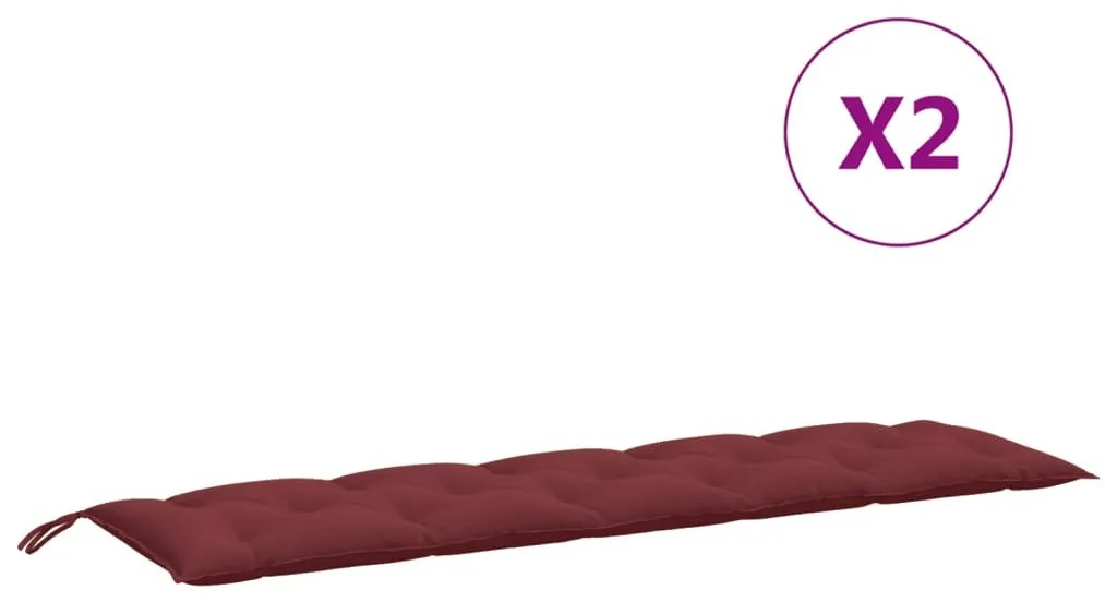 2 db melange bordó szövet kerti padpárna 180 x 50 x 7 cm
