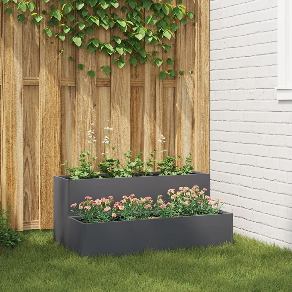 Kert virágcserép 2 szintes 100x60x45 cm Antracit Műanyag