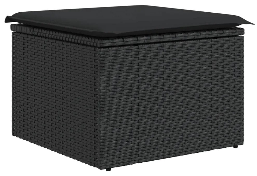 fekete polyrattan kerti szék párnával 55 x 55 x 37 cm