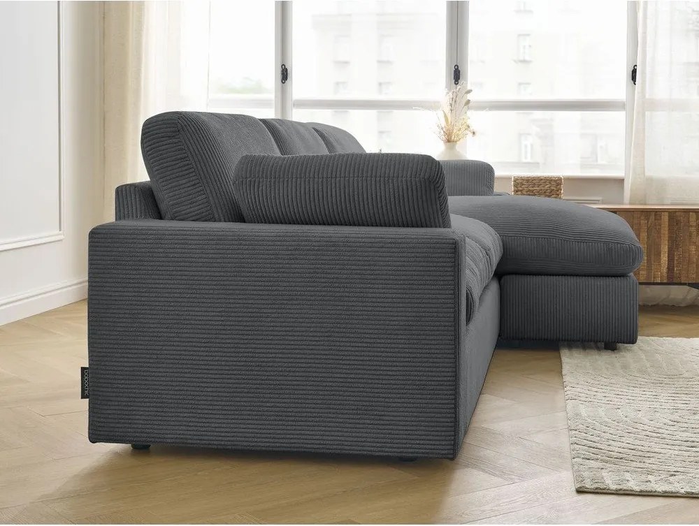 Sötétszürke kordbársony sarokkanapé Belair – Bobochic Paris