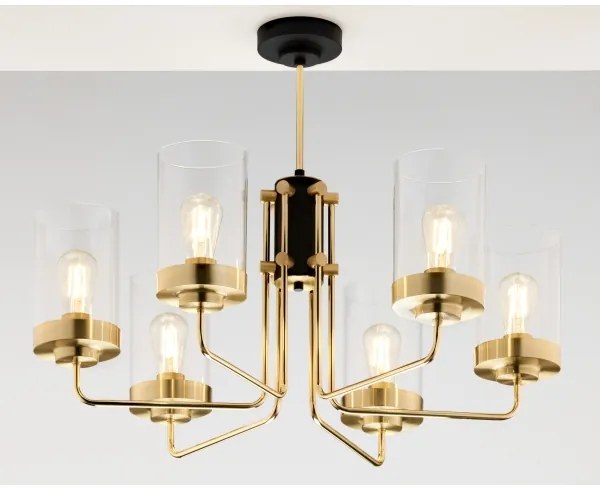 Jupiter 2089 - RAMIREZ rúddal szerelt csillár 6xE27/15W/230V arany/fekete