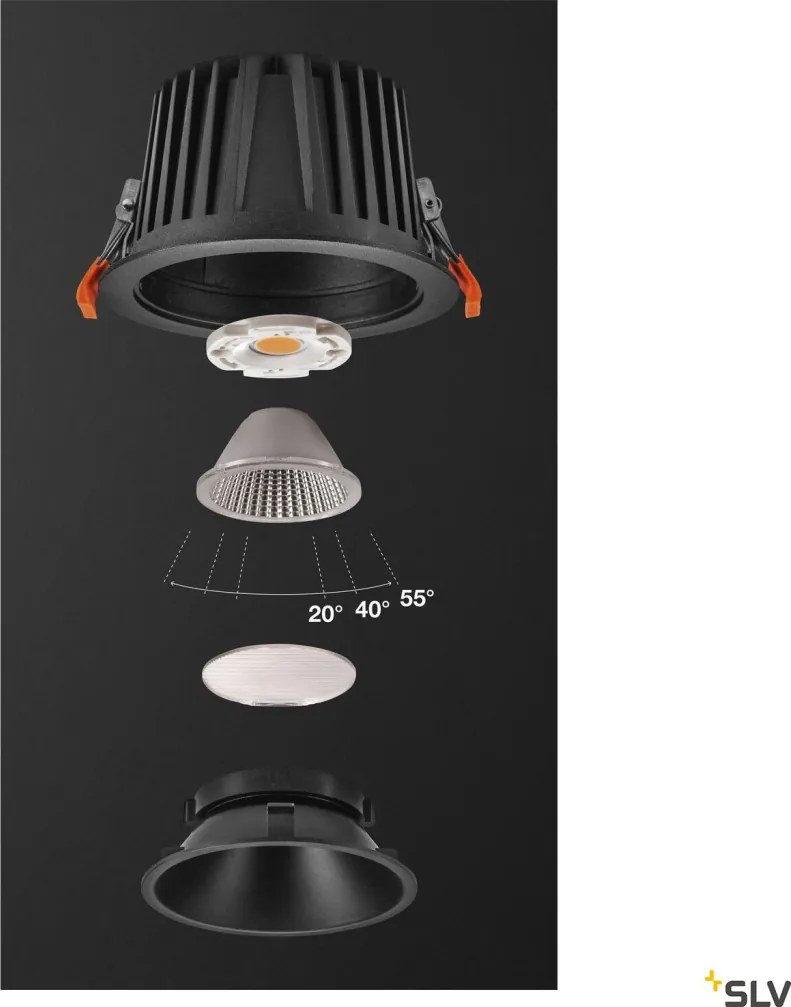 SLV 1004012 NUMINOS DL XL Fürdőszobai Beépíthető Lámpa Fekete LED IP44