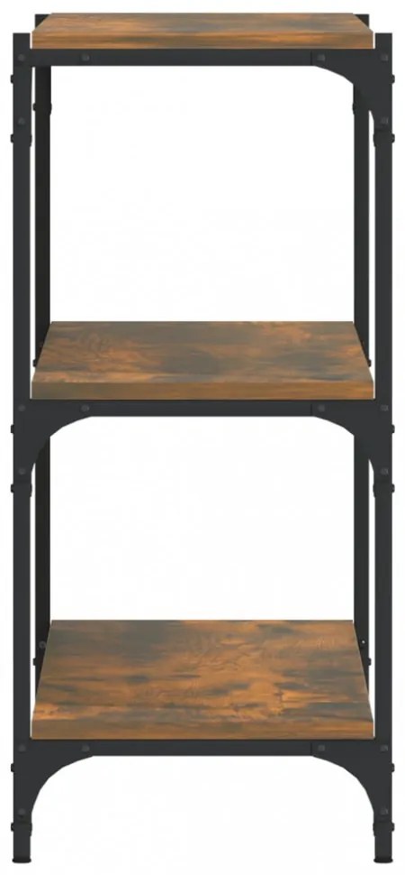füstös tölgy színű fa és acél könyvszekrény 100 x 33 x 70,5 cm