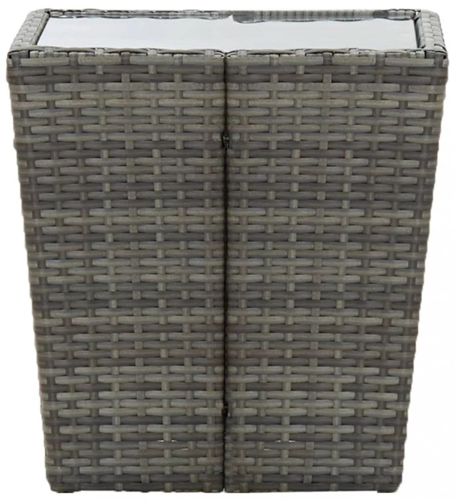 3 részes szürke polyrattan és edzett üveg bisztrószett