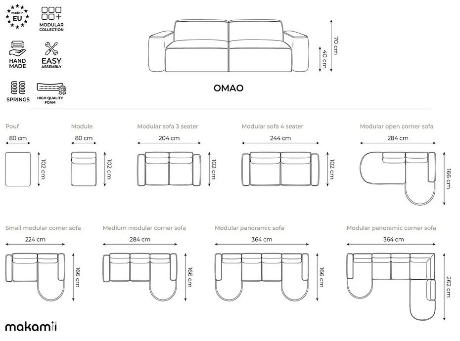 Krémszínű zsenília kanapé 244 cm Omao – Makamii