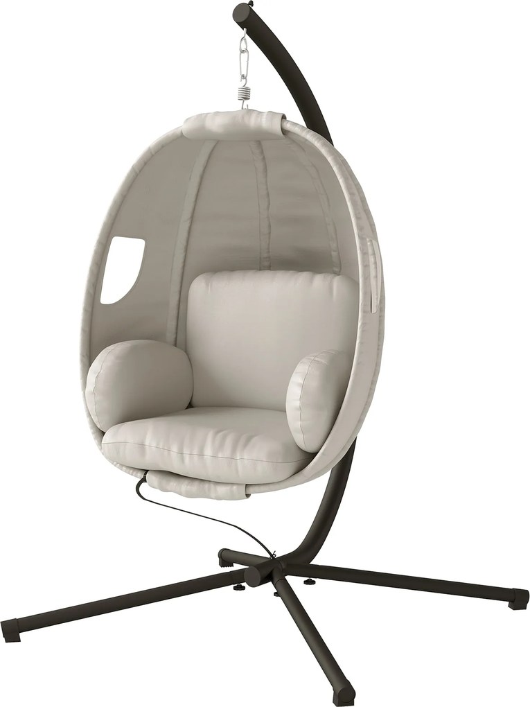 Outsunny összecsukható függőtojás fotel állvánnyal — 20 cm párnával, állítható, világosszürke | Aosom