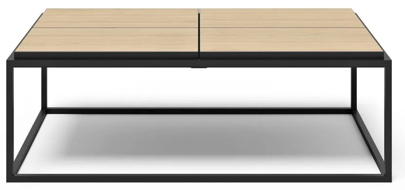 Fekete-natúr színű dohányzóasztal tölgyfa dekoros asztallappal 75x120 cm Douro – TemaHome