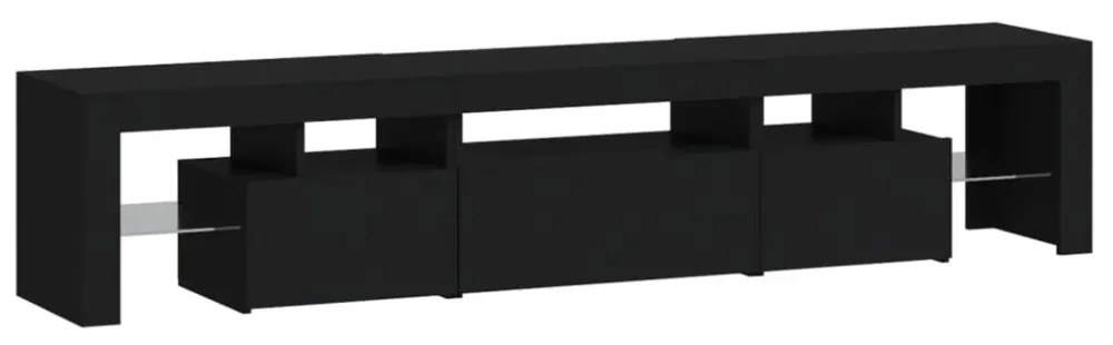 fekete TV-szekrény LED-világítással 200x36,5x40 cm