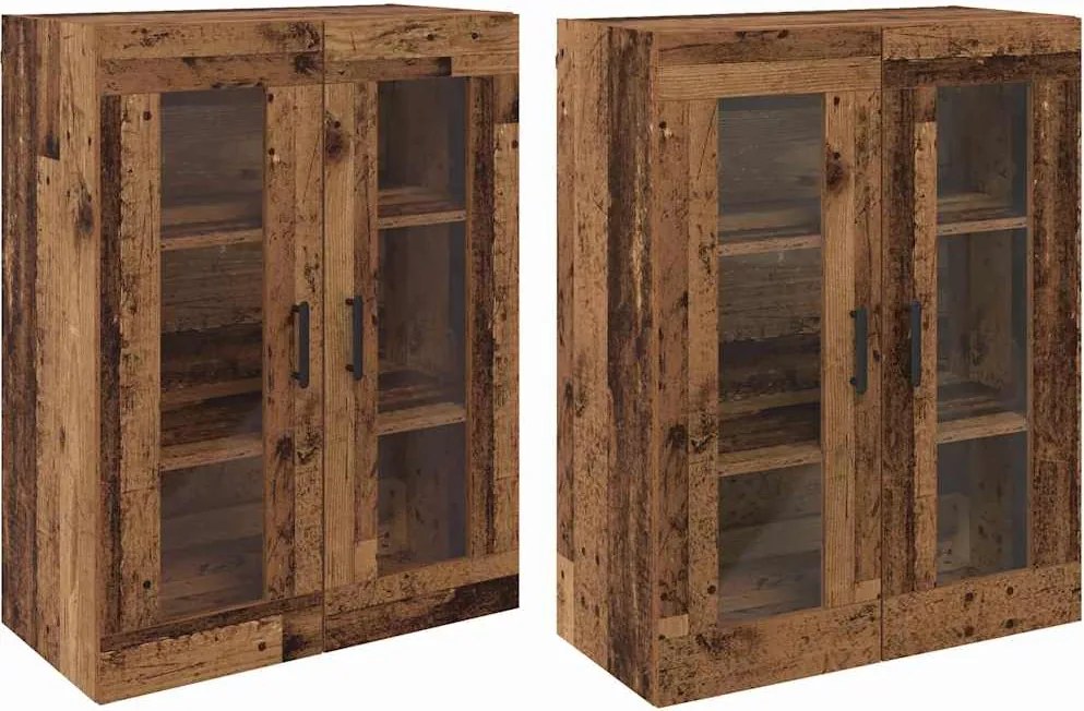 vidaXL Fali Szekrények 2 pcs Régi fa 69,5 x 34 x 90 cm Faanyag