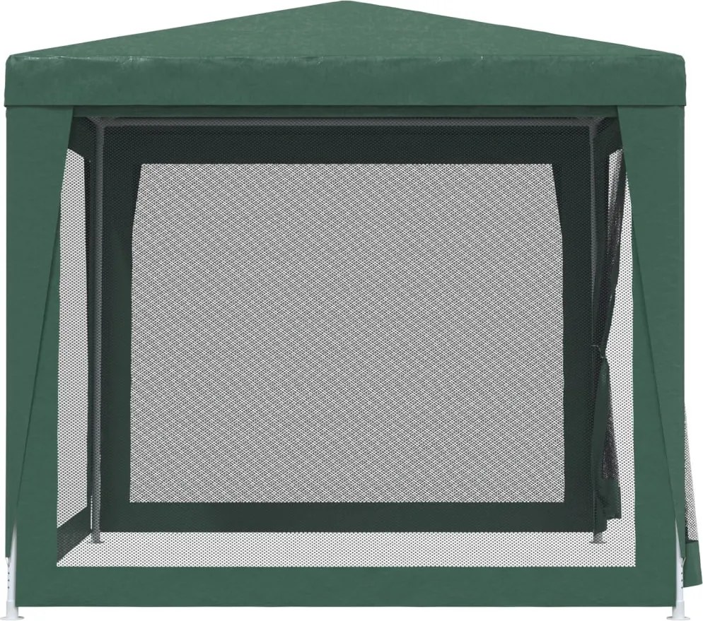 Zöld HDPE rendezvénysátor 4 hálós oldalfallal 2,5x2,5 m