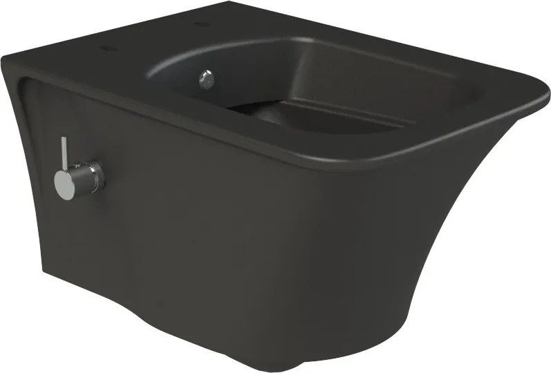 CeraStyle IBIZA fali WC - MATT FEKETE - BEÉPÍTETT bidé funkcióval - perem nélküli - 51 cm