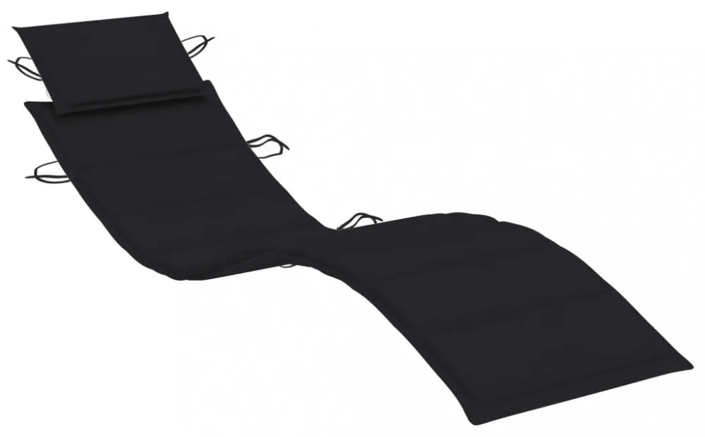 fekete oxford szövet napozóágy párna 186 x 58 x 3 cm