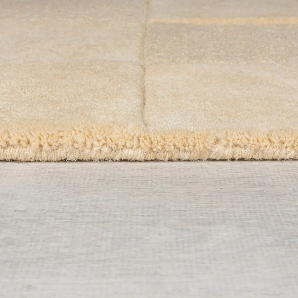 Bézs kézi szövésű gyapjú szőnyeg 300x400 cm Checkerboard – Flair Rugs