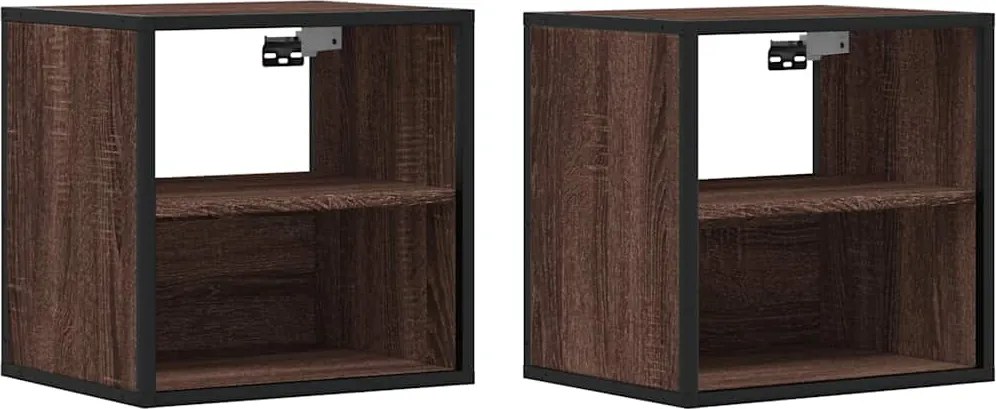 vidaXL 2db barna tölgy színű fali éjjeliszekrény 40 x 31 x 39,5 cm